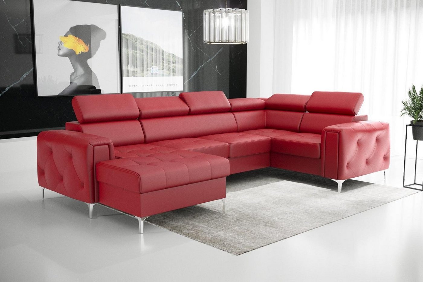 JVmoebel Ecksofa Wohnlandschaft Design Ecksofa Textil Couchen Sofas U Form, Made in Europe von JVmoebel