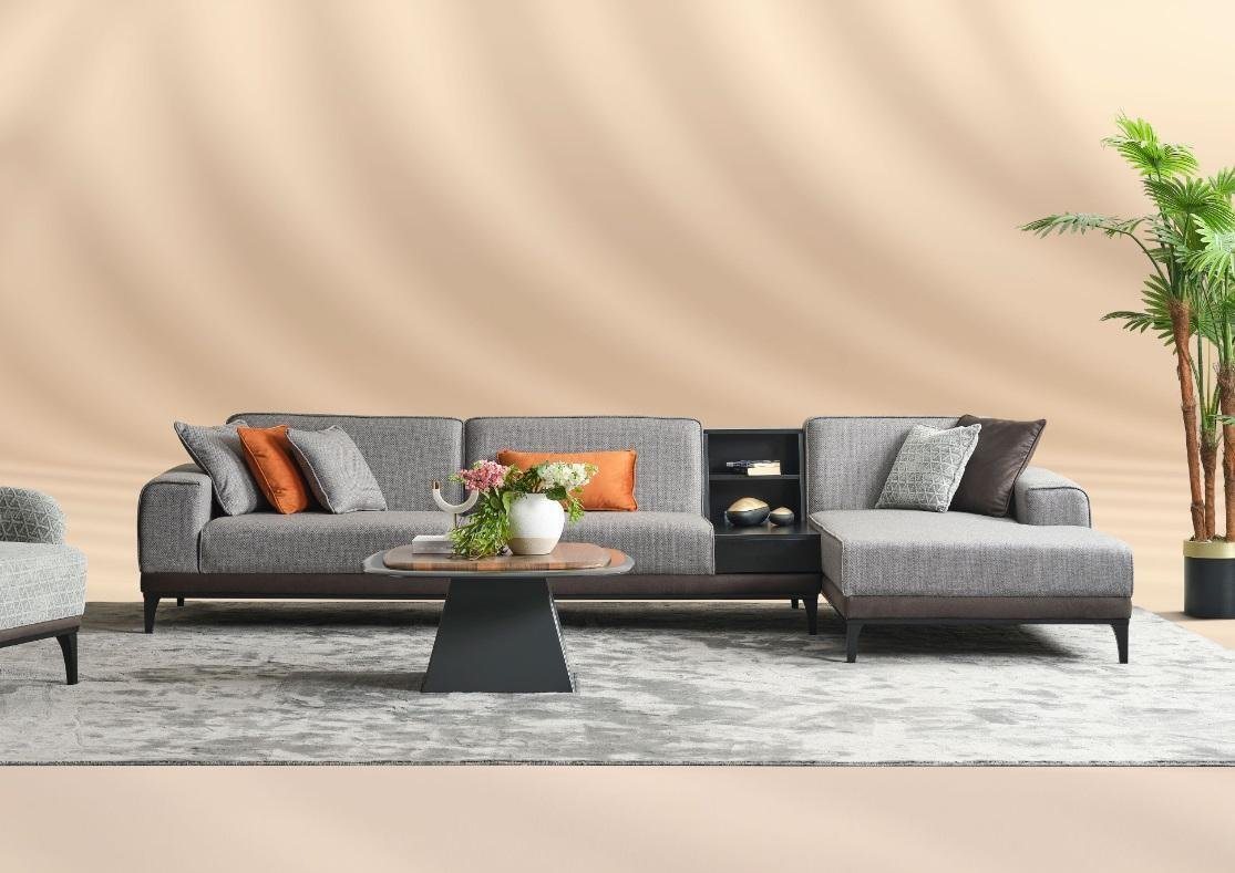 JVmoebel Ecksofa Wohnlandschaft Ecksofa Couch L Form Große Sofa Grau Modern, 2 Teile, Made in Europa von JVmoebel