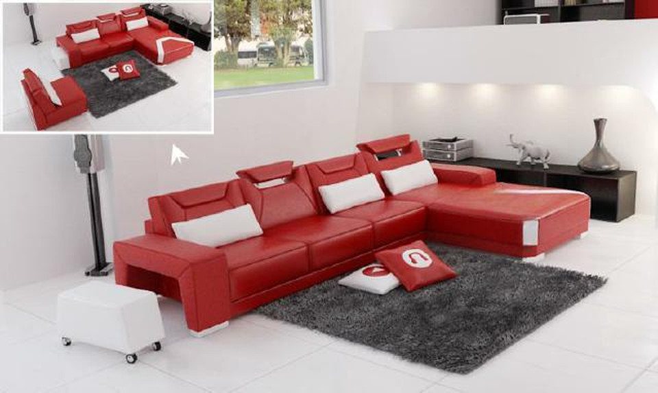 JVmoebel Ecksofa Wohnlandschaft Polster Ecke Eck Sofa Couch Garnitur Landschaft Leder, Made in Europa von JVmoebel