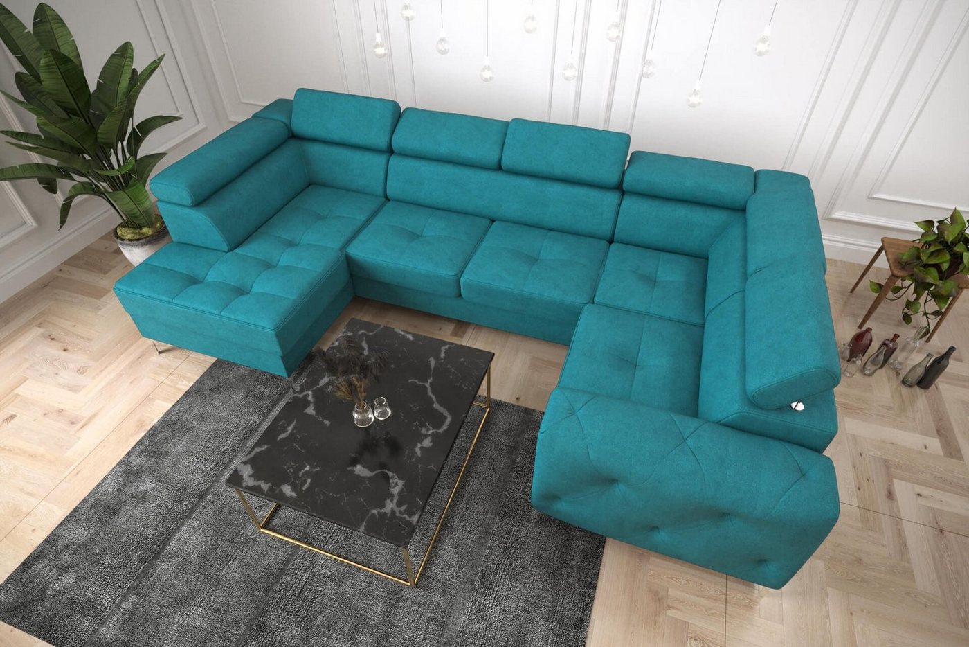 JVmoebel Ecksofa Wohnlandschaft Sofa Couch Polster Ecke Textil Kunstleder, Made in Europe von JVmoebel