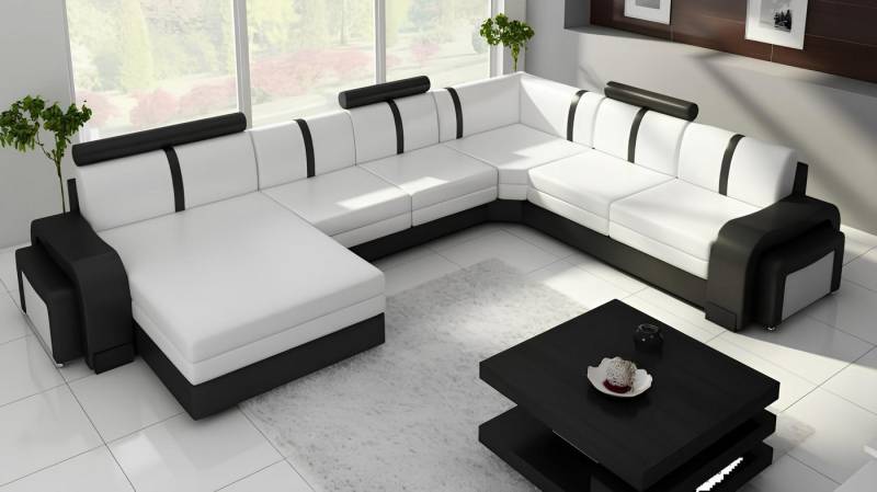 JVmoebel Wohnlandschaft Sofa Polster Ledersofa Ecksofa Ergonomische Eckcouch mit USB, Made in Europa von JVmoebel