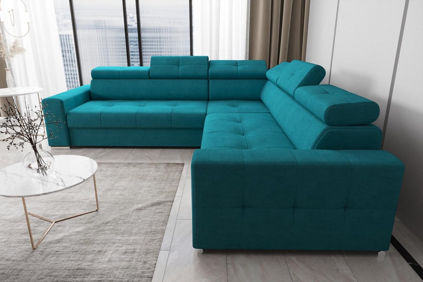 JVmoebel Ecksofa Wohnzimmer Textil Leder Luxus L Form Modern Ecksofa Couch, Made in Europe von JVmoebel