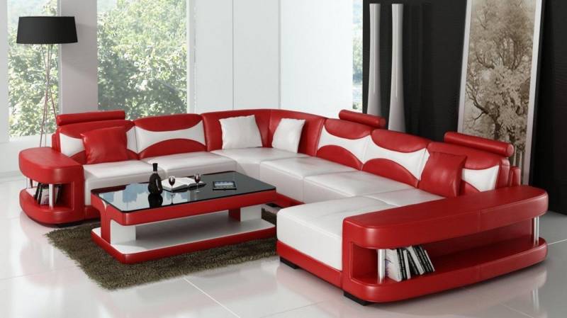 JVmoebel Wohnlandschaft XXL Wohnlandschaft U Form Ecksofa Sofa Couch Polster Leder Sofas, Made in Europa von JVmoebel