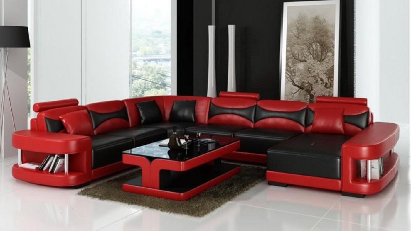 JVmoebel Ecksofa XXL Wohnlandschaft U Form Ecksofa Sofa Couch Polster Leder Sofas, Made in Europe von JVmoebel