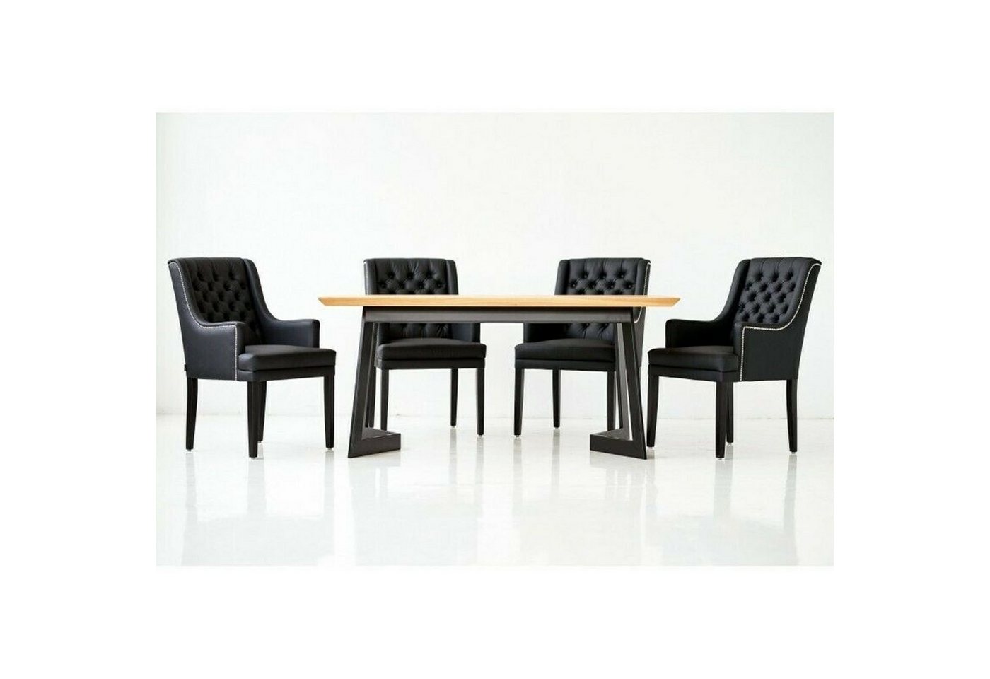 JVmoebel Essgruppe, Design Esszimmer Tisch 4 Chesterfield Lehnstühle Sitz Gruppe Stühle von JVmoebel