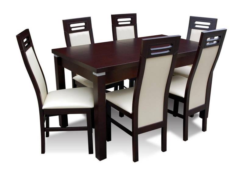 JVmoebel Essgruppe Holz Ess Tisch + 6 Stühle Set Garnitur Zimmer Gruppe 7 tlg. Tische, Made in Europa von JVmoebel