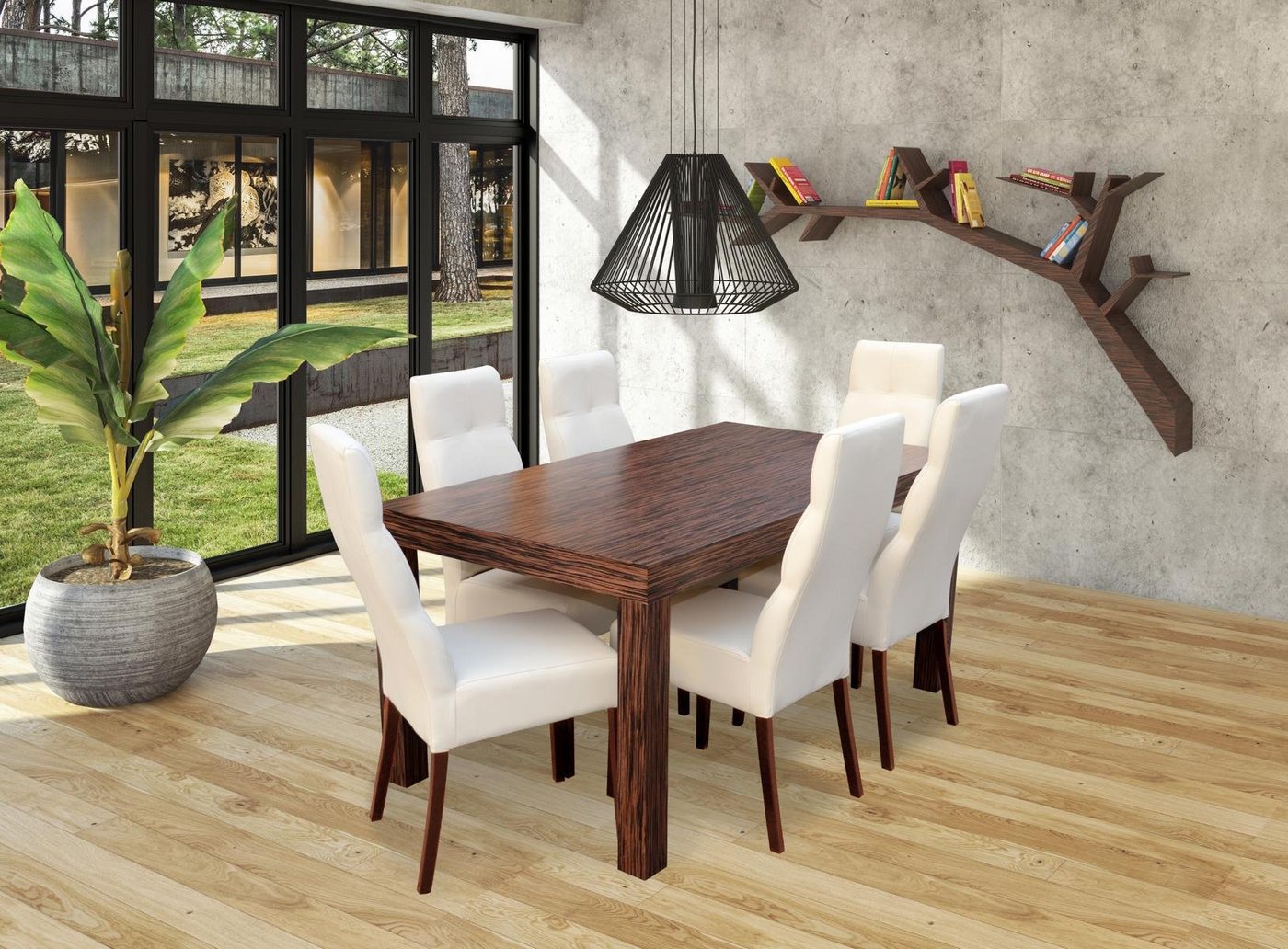 JVmoebel Essgruppe, Esstisch Tisch Holz Esszimmer Garnitur 6x Stuhl Set Stühle 7 tlg. von JVmoebel