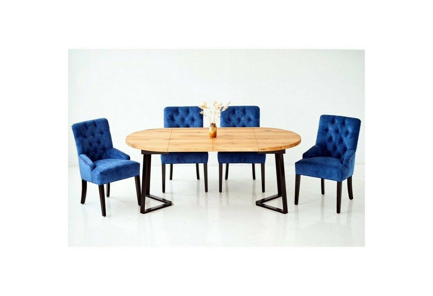 JVmoebel Essgruppe, Tisch + 6x Chesterfield Stuhl Gruppe Stühle Garnitur Polster Lehn von JVmoebel