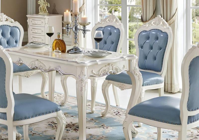 JVmoebel Essgruppe Barock Antik Stil Esszimmer Set Holz Marmor Tisch Klassische Stühle, Made in Europa von JVmoebel