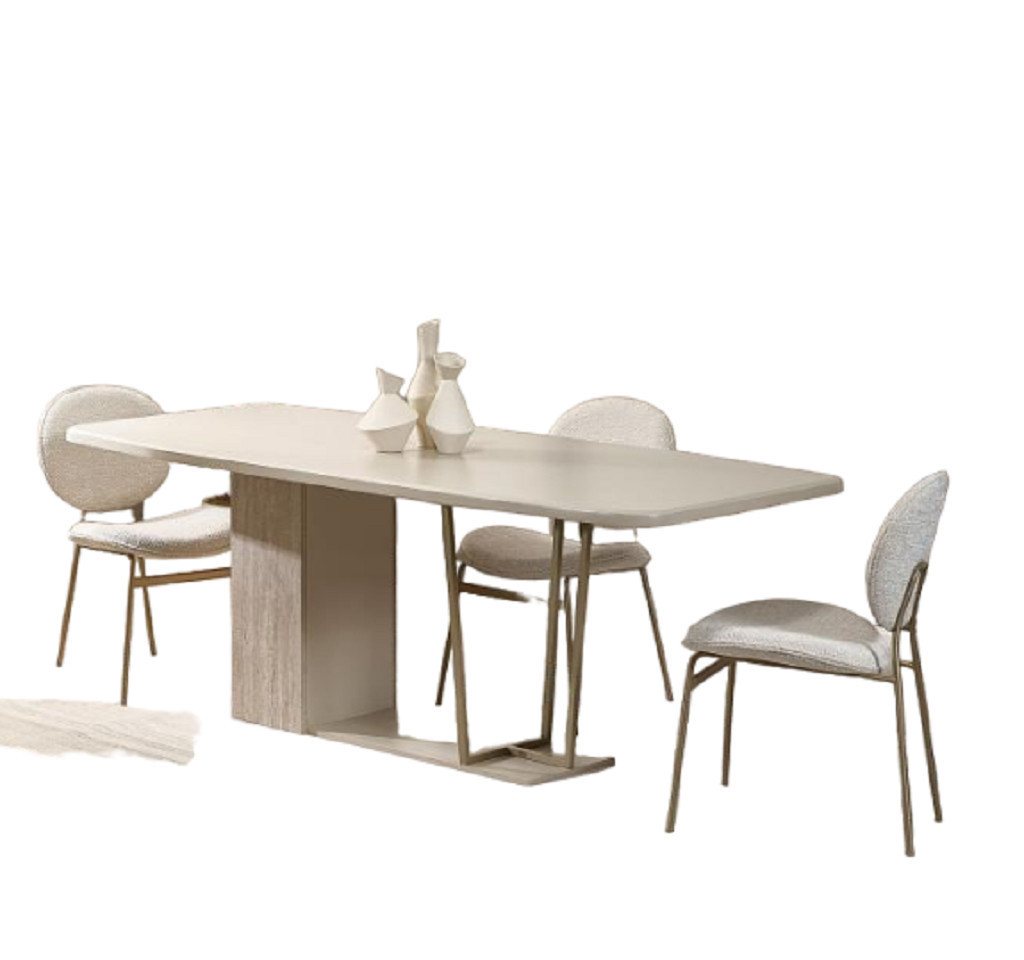 JVmoebel Essgruppe Beige Essecke Essgruppe Luxuriöse Esszimmer Möbel Stühle Tisch, (7-tlg., Esstisch + 6x Stühle), Made in Europa von JVmoebel