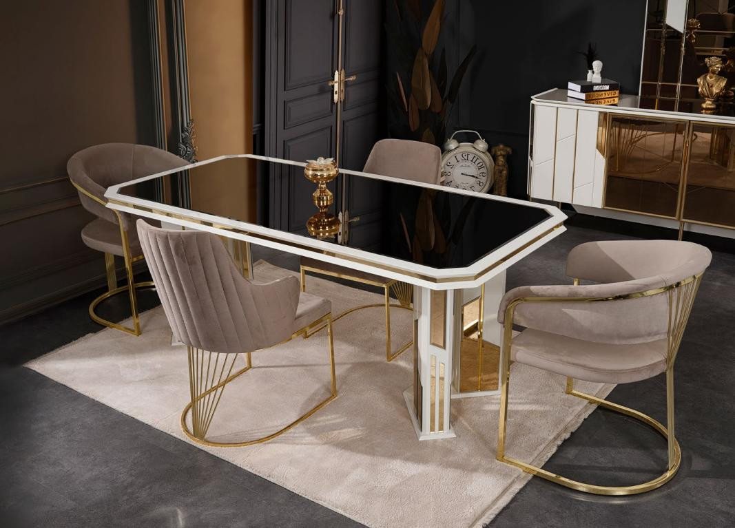 JVmoebel Essgruppe Beige Essgruppe für das Luxus-Esszimmer mit Tisch und Stühlen, (7-tlg., Esstisch + 6x Stühle), Made in Europa von JVmoebel