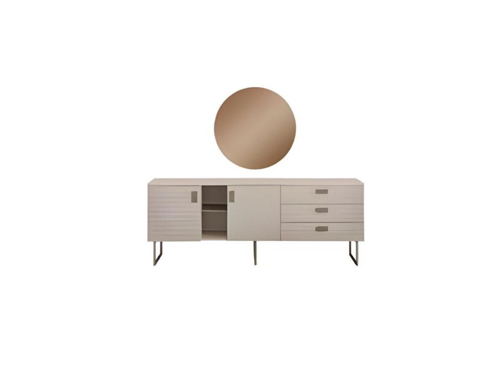 JVmoebel Kombikommode Beige Esszimmer Möbel Luxuriöse Anrichte Glas Spiegel Esszimmer Set (2tlg Esszimmer Set (Anrichte + Spiegel), Made in Europa von JVmoebel