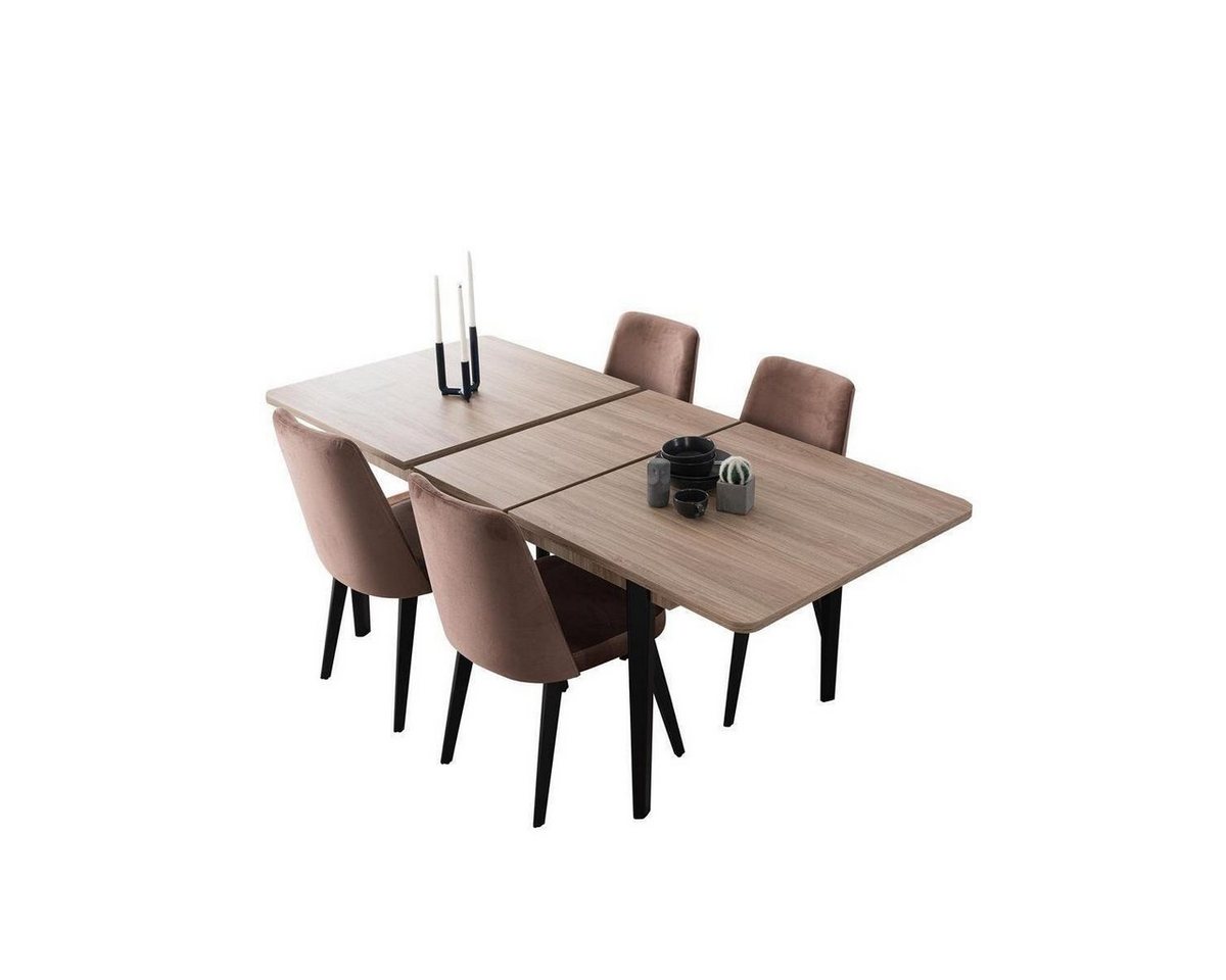 JVmoebel Essgruppe Brauner Esszimmer Set Esstisch 4x Moderne Stühle Küchenmöbel, (5-tlg., 1x Tisch + 4x Stuhle), Made in Europa von JVmoebel