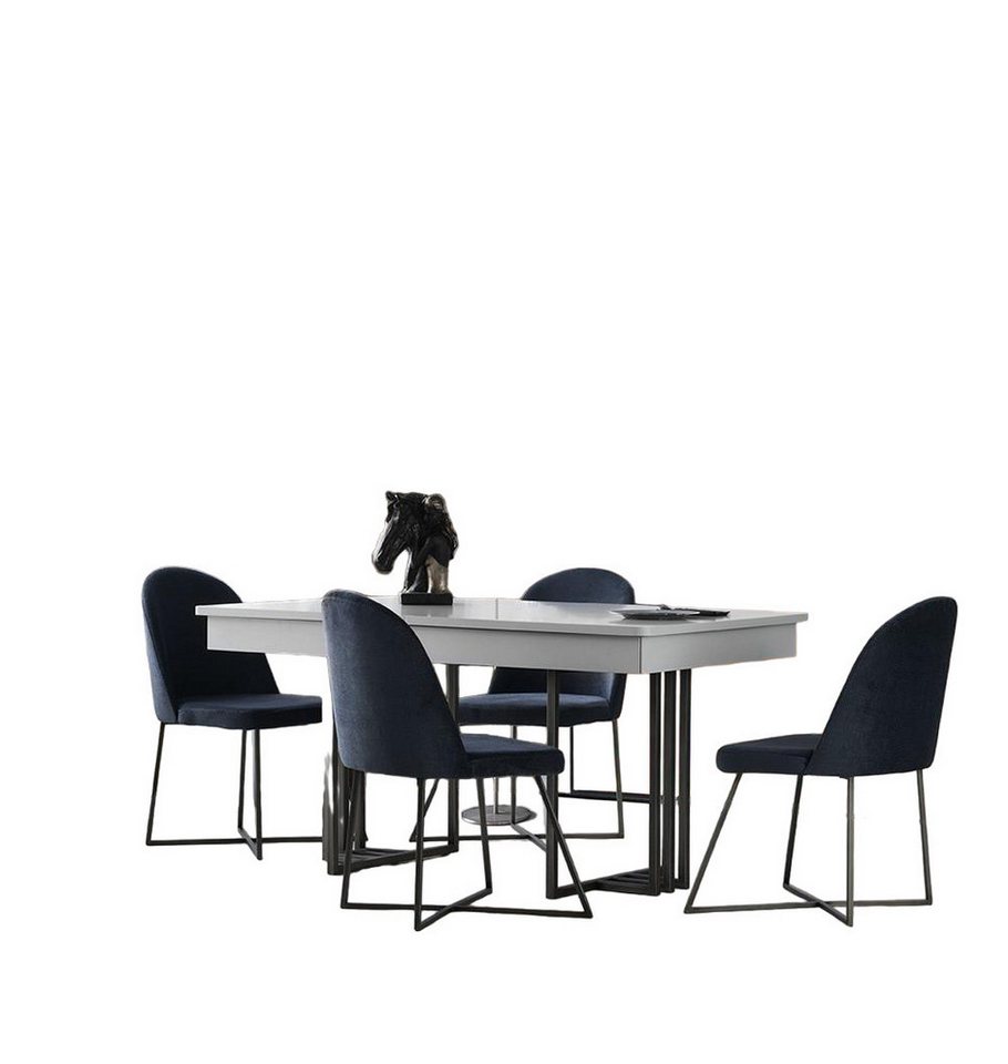 JVmoebel Essgruppe Designer Esszimmer Möbel Essecke Esstisch Stühle 7tlg Neu, (7-tlg., Esstisch + 6x Stühle), Made in Europa von JVmoebel