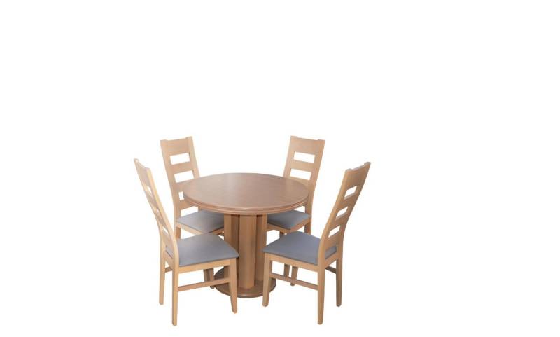 JVmoebel Essgruppe Designer Tisch + 4 Stühle Garnitur Holz Beige Esszimmer Neu, (5-tlg), Made in Europe von JVmoebel