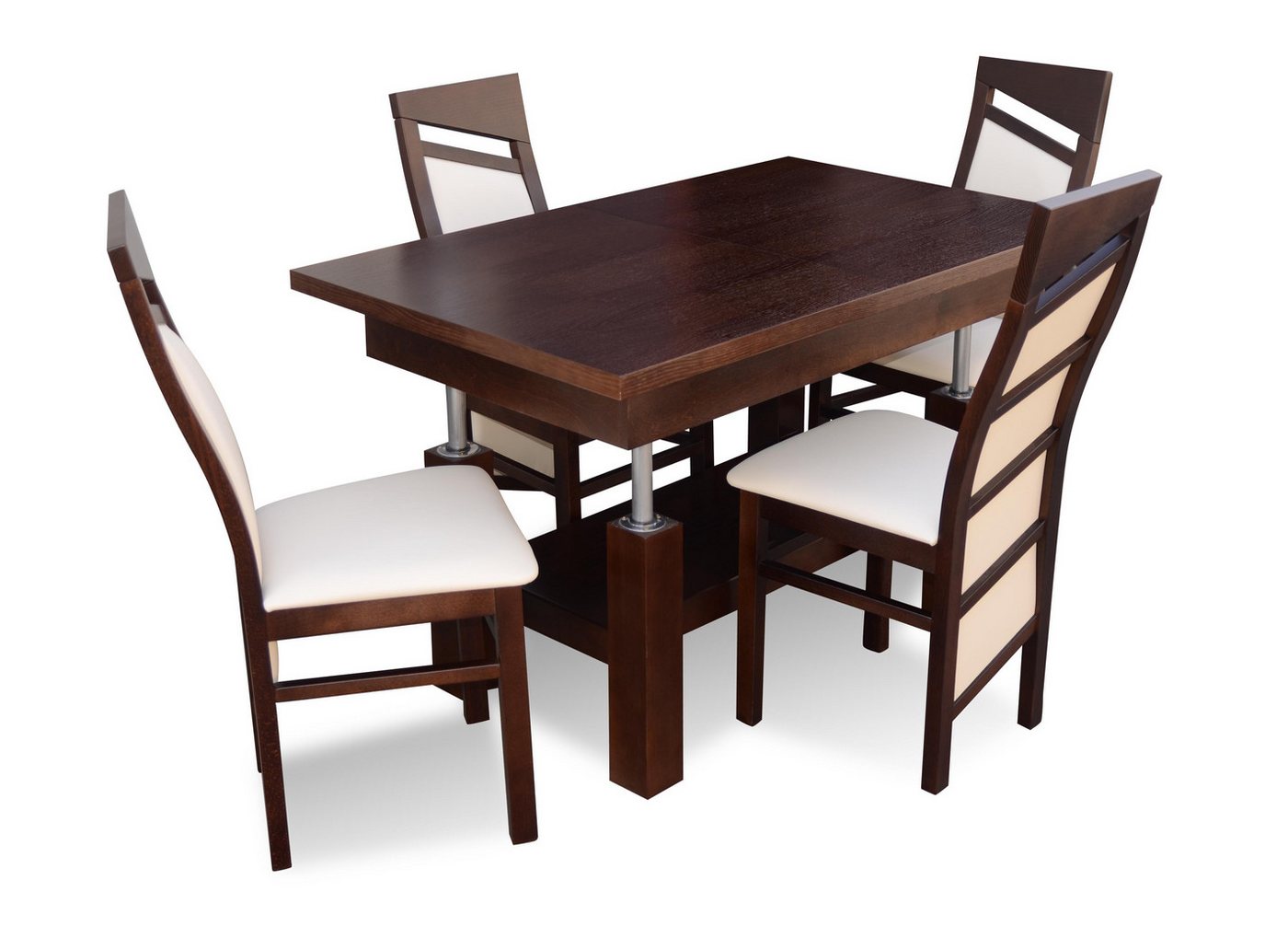 JVmoebel Essgruppe Designer Tisch + 4 Stühle Garnitur Holz Braun Esszimmer Neu S37-K61, (5-tlg), Made in Europe von JVmoebel
