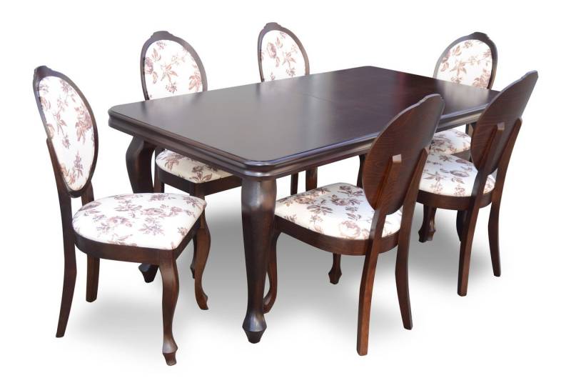 JVmoebel Essgruppe Designer Tisch + 6 Stühle Garnitur Holz Braun Esszimmer Wohnzimmer, (7-tlg), Made in Europe von JVmoebel