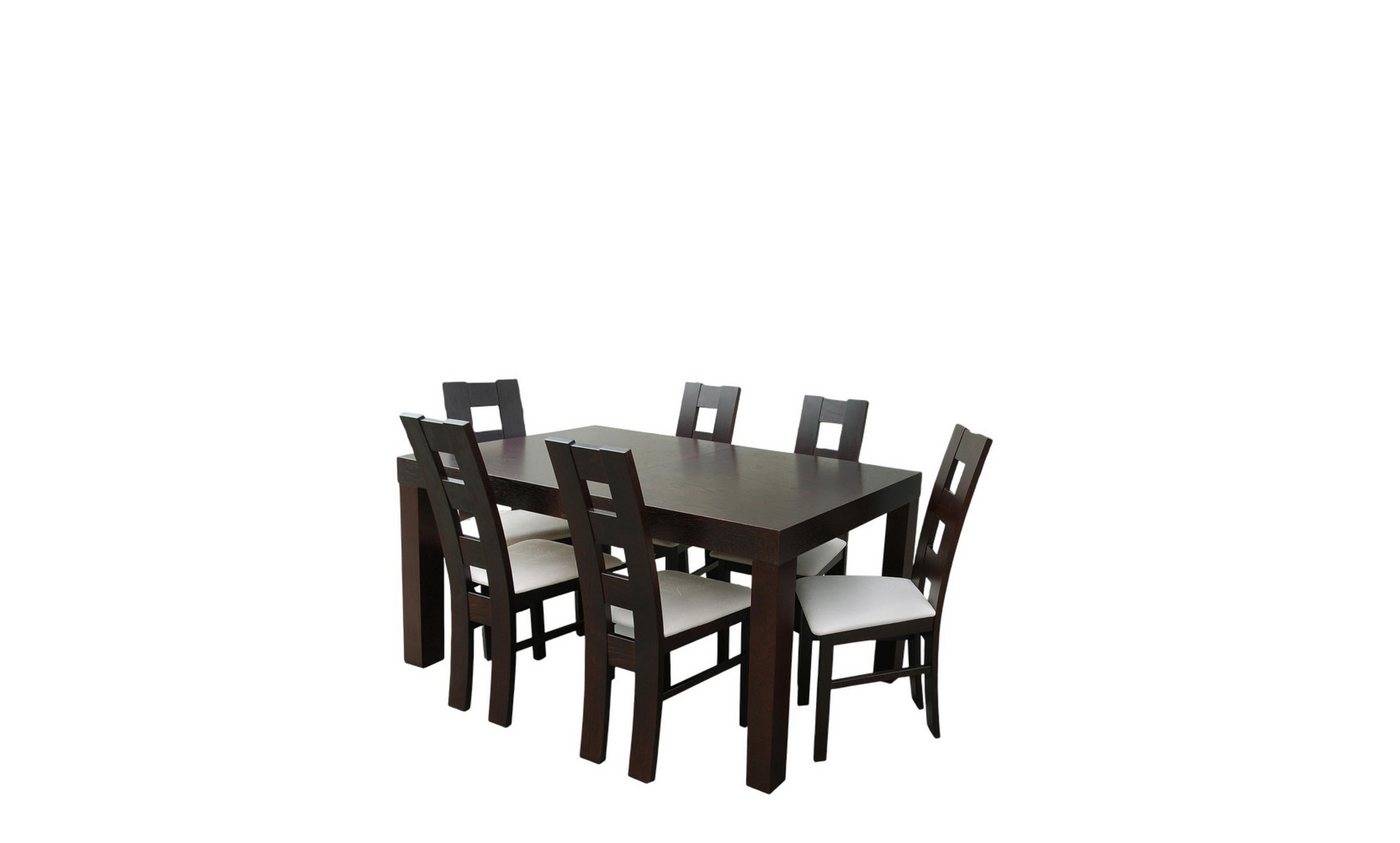 JVmoebel Essgruppe Designer Tisch + 6 Stühle Garnitur Holz Esszimmer Set Neu, (7-tlg), Made in Europe von JVmoebel