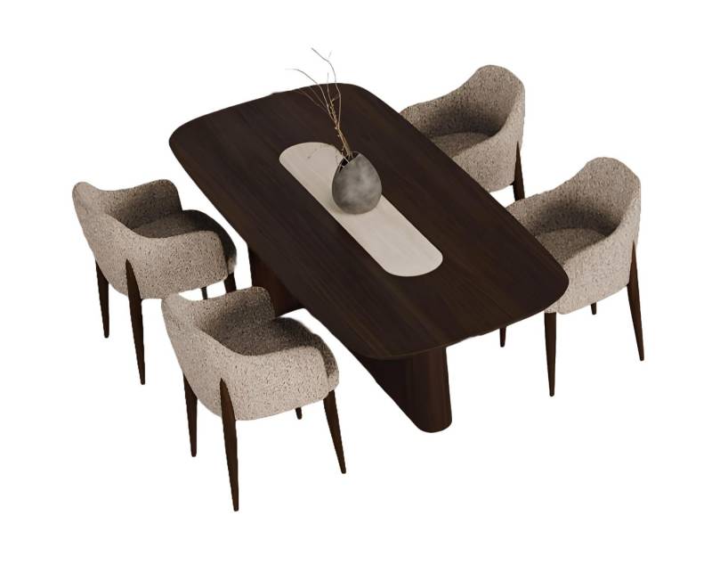 JVmoebel Essgruppe Elegant Braun Esstisch mit 4x Stühle Hochwertig 5-tlg., (5 tlg. Esszimmer Set(Esstisch+4x Stühle), Made in Europa von JVmoebel