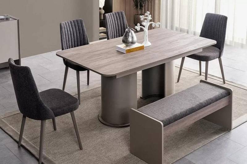 JVmoebel Essgruppe Essgarnitur 5-tlg. Esszimmer Set Esstisch 4 Stühlen Tisch Gruppe, (5-tlg., Esstisch+4x Stühle), Made in Europa von JVmoebel