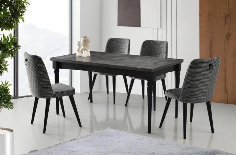 JVmoebel Essgruppe Luxus Ausziehbare Essecke Esstisch Stühle Grau 7tlg Esszimmer, (7-tlg), Made in Europa von JVmoebel