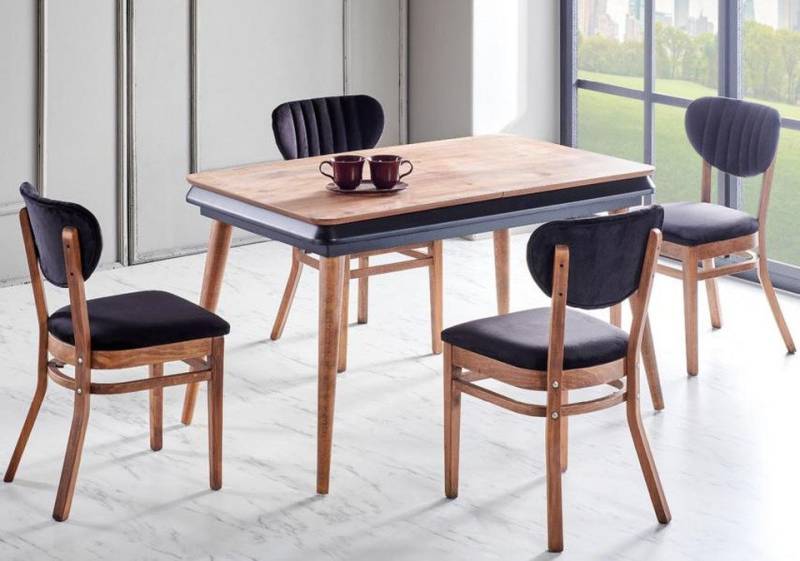 JVmoebel Essgruppe Esszimmer Set Ausziehbar Esstisch 4 Stühle Luxus Möbel Braun, (5-tlg., 5tlg.Esszimmer Set(Esstisch+4x Stühle), Made in Europa von JVmoebel