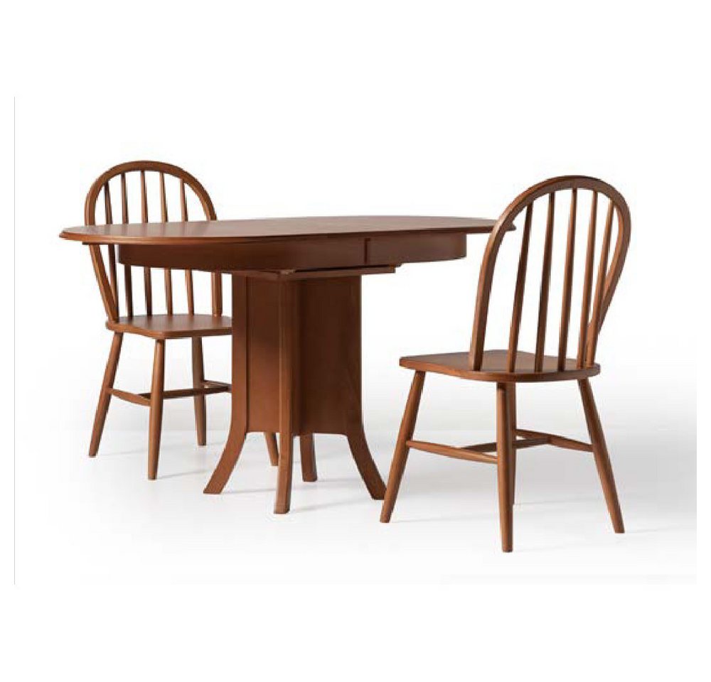 JVmoebel Essgruppe Essgruppe Holz Esszimmer Esstisch Stühle 3tlg Braun Essecke Barock, (3-tlg., 1x Esstisch + 2x Stühle), Made in Europa von JVmoebel