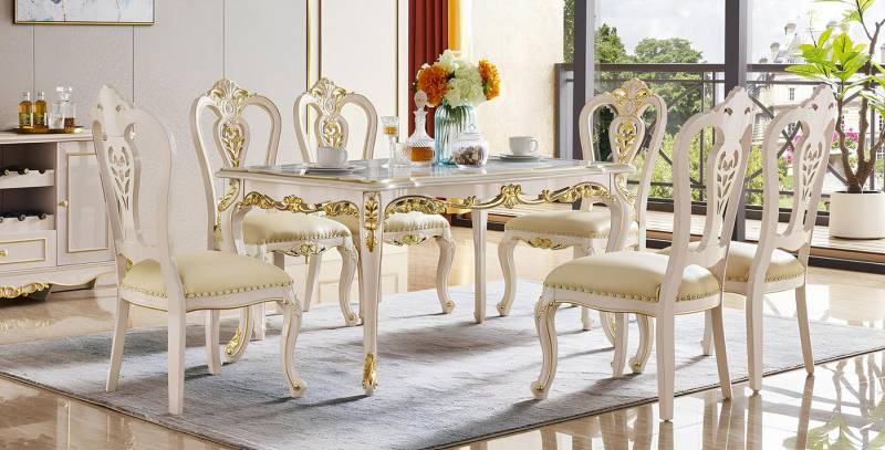 JVmoebel Essgruppe Esstisch 6x Stühle Esszimmer Set Klassischer Tisch 7tlg Set Stuhl neu, Made in Europa von JVmoebel