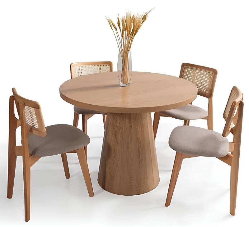 JVmoebel Essgruppe Esstisch mit 4 Stühlen Esszimmergruppe Rund Küchentisch Set für Küche, (5-tlg., 5tlg. Esszimmer Set(Esstisch + 4x Stühle), Made in Europa von JVmoebel