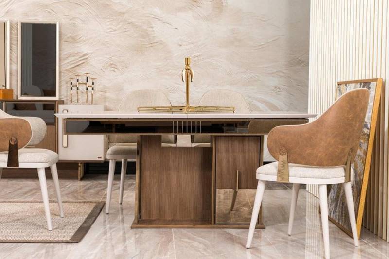 JVmoebel Essgruppe Esszimmer Garnitur Stuhlgruppe Tisch mit Stühlen Essgarnitur Esstisch, (5-tlg., 5tlg.Esszimmer Set(Esstisch+4x Stühle), Made in Europa von JVmoebel