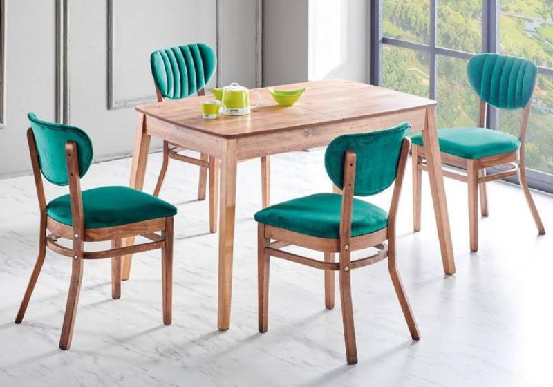JVmoebel Essgruppe Esszimmer Set Ausziehbar Esstisch 4x Stühle Luxus Set Grün Luxus, (5-tlg., 5tlg.Esszimmer Set(Esstisch+4x Stühle), Made in Europa von JVmoebel