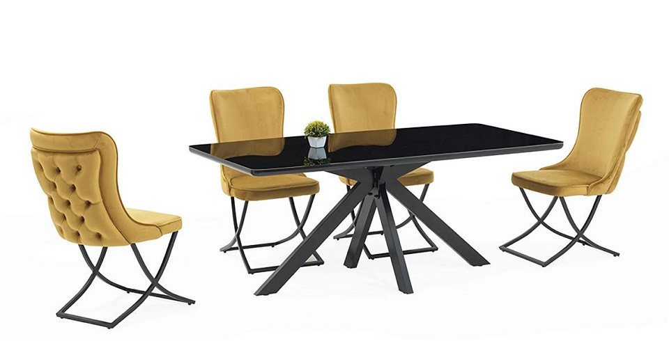 JVmoebel Essgruppe Esszimmer Set Hochwertig Garnitur Tisch 4x Stühle Design Modern Möbel, (5-tlg., 5tlg.Esszimmer Set(Esstisch+4x Stühle), Made in Europa von JVmoebel
