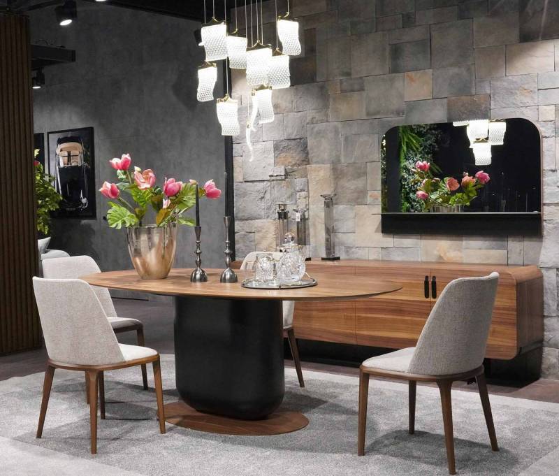 JVmoebel Essgruppe Esszimmer Set mit Holz Tisch und Stühlen – 5-teiliges Ensemble, (5-tlg., 1x Esstisch + 4x Stühle), Made in Europa von JVmoebel