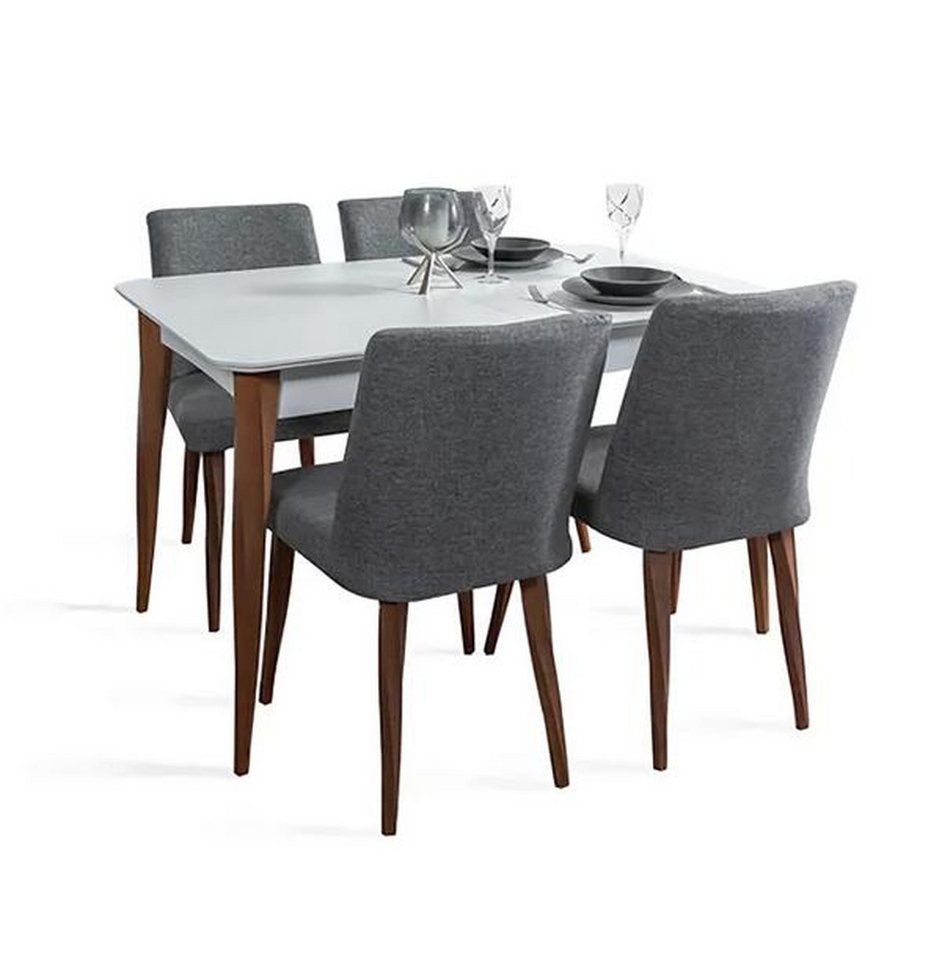 JVmoebel Essgruppe Esszimmergruppe Essgruppe Esstisch mit 4x Stühlen Küchentisch, (5-tlg., 5tlg. Esszimmer Set(Esstisch + 4x Stühle), Made in Europa von JVmoebel