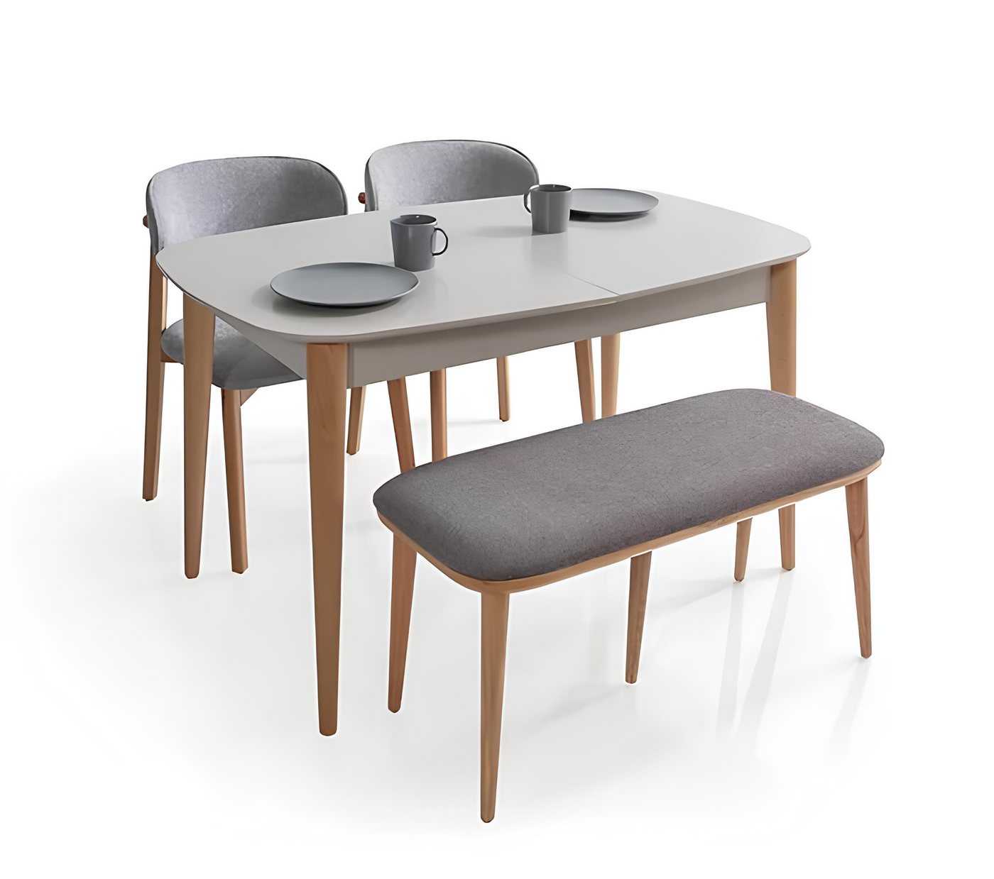 JVmoebel Essgruppe Esszimmergruppe Esszimmer Set Esstisch Ausziehtisch 2x Stühle Bank, (4-tlg., 4tlg. Esszimmer Set(Esstisch + 2x Stühle + Bank), Made in Europa von JVmoebel