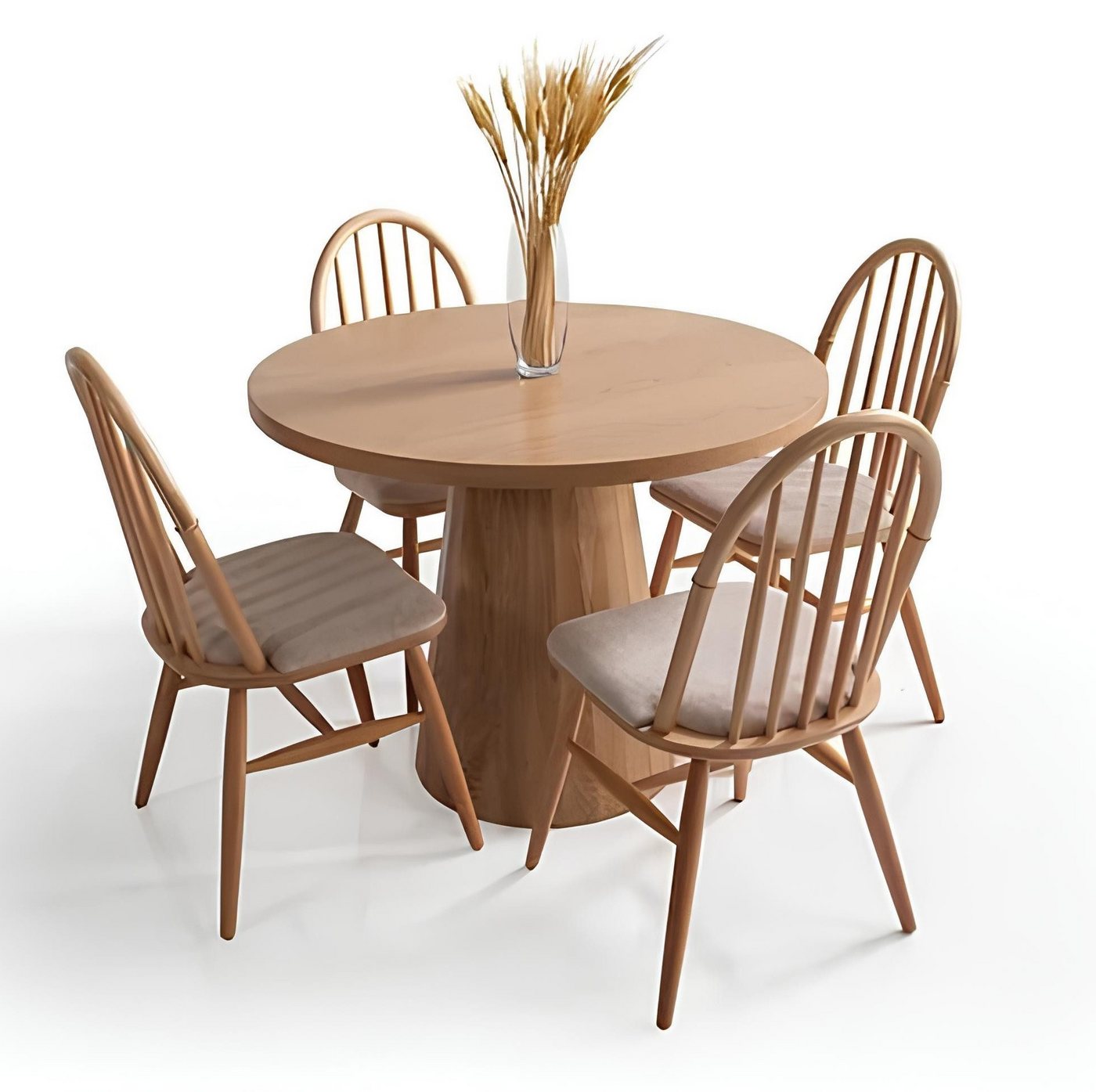 JVmoebel Essgruppe Esszimmergruppe Küchentisch mit 4 Stühlen Rund Esstisch Esszimmermöbel, (5-tlg., 5tlg. Esszimmer Set(Esstisch + 4x Stühle), Made in Europa von JVmoebel