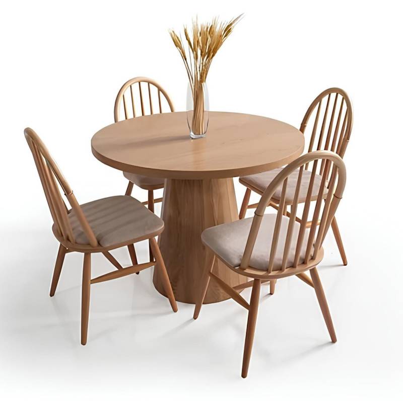 JVmoebel Essgruppe Esszimmergruppe Küchentisch mit 4 Stühlen Rund Esstisch Esszimmermöbel, (5-tlg., 5tlg. Esszimmer Set(Esstisch + 4x Stühle), Made in Europa von JVmoebel