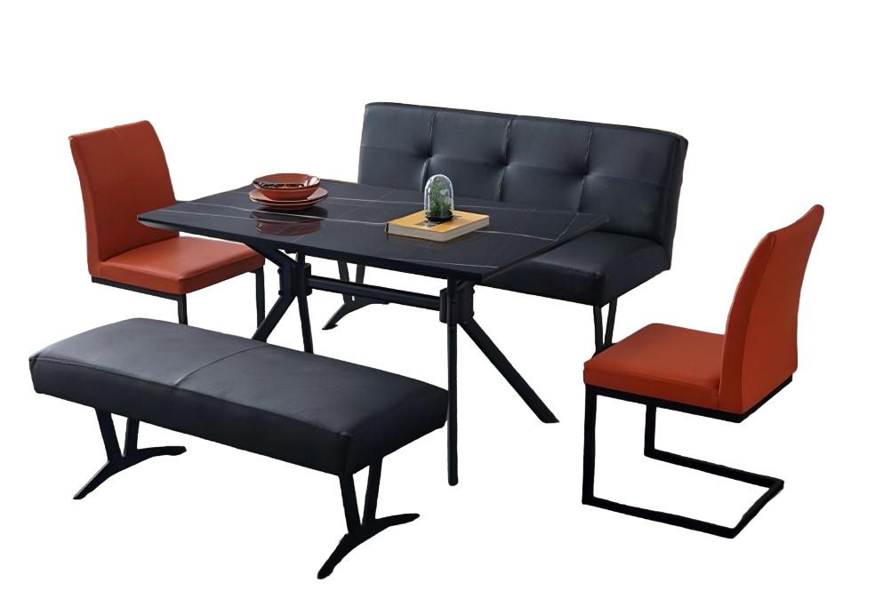 JVmoebel Essgruppe Exklusive Esszimmer Möbel Designer Leder Bank 2x Polster Stühle 5tlg, (5-tlg., Esstisch/2x Stühle/Bank), Made in Europa von JVmoebel