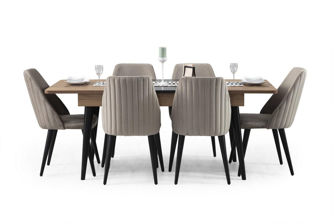 JVmoebel Essgruppe Exklusive Esszimmer Set Besteht aus Esstisch und 6x Stühle Braun 7tlg, (7-tlg., 1x Esstisch + 6x Stühle), Made in Europa von JVmoebel