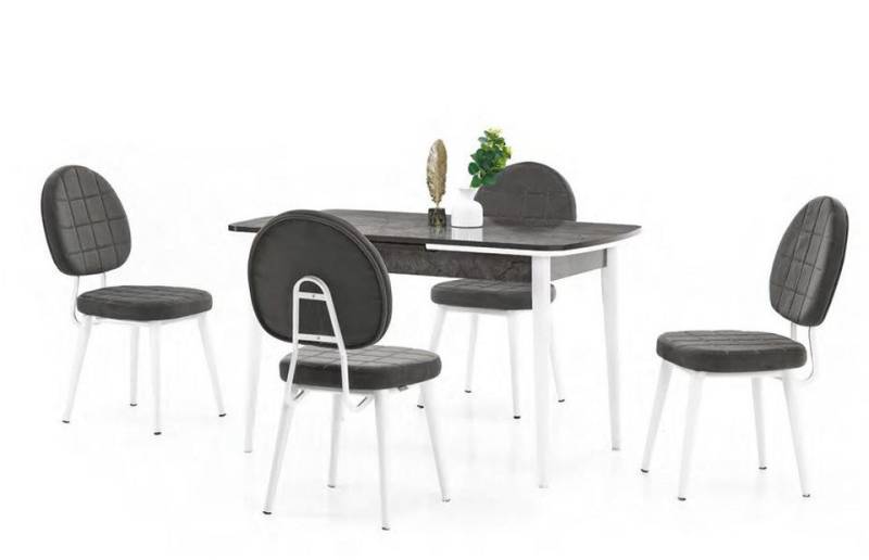 JVmoebel Essgruppe Kompakte Essgruppe Esszimmer Stuhlgruppe Tisch Garnitur Esstisch 4, (5-tlg., Esstisch + 4x Stühle), Made in Europa von JVmoebel