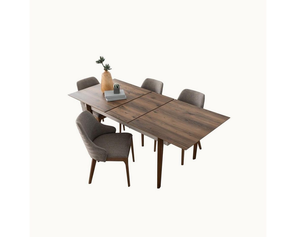 JVmoebel Essgruppe Komplette Esszimmer Garnitur Esstisch 4x Braune Polsterstühle 5tlg Set, (5-tlg., 1x Tisch + 4x Stühle), Made in Europa von JVmoebel