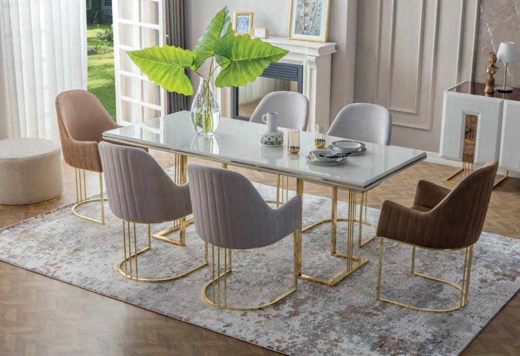 JVmoebel Essgruppe Luxuriöses Esszimmer Set mit Designer Tisch und 6 Stühlen, (7-tlg., Essgruppe 7tlg Esstisch + 6х Stühle), Made in Europa von JVmoebel