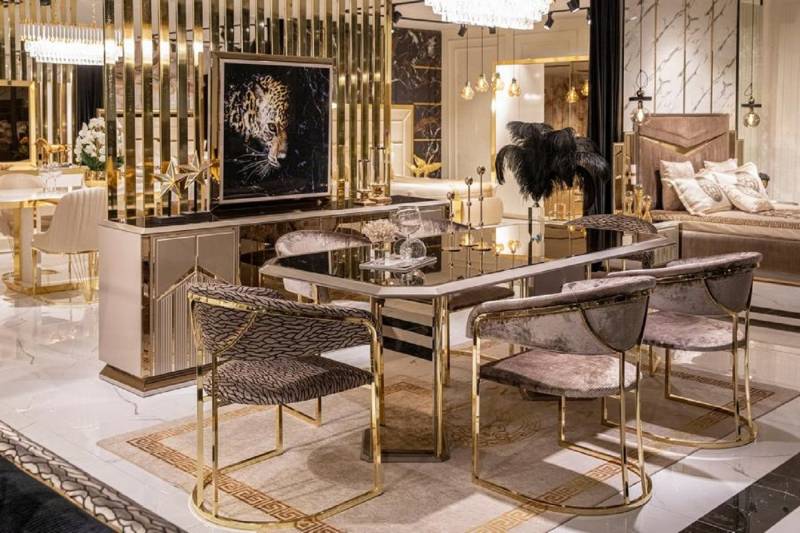 JVmoebel Essgruppe Luxus Esszimmer Set Esstisch 6x Stühle Sideboard Eleganz Möbel, (8-tlg., Esstisch + 6x Stühle + Sideboard), Made in Europa von JVmoebel