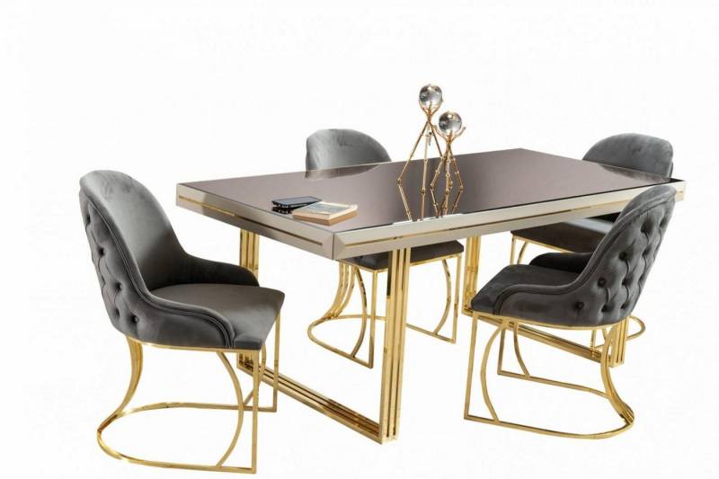 JVmoebel Essgruppe Moderne graue Essgruppe mit Tisch und Stühlen für das Esszimmer, (7-tlg., Esstisch/6x Stühle), Made in Europa von JVmoebel