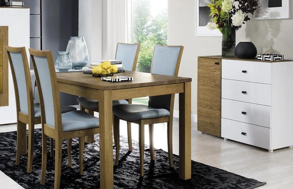 JVmoebel Essgruppe Modernes Esszimmer Set: Esstisch + 4 Designer Stühle, Braun, (6-tlg., Esstisch, 4x Stühle, Kommode), Made in Europe von JVmoebel