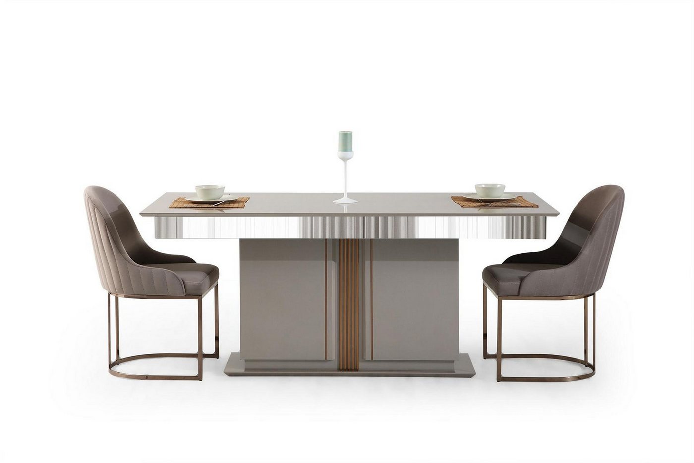 JVmoebel Essgruppe Stilvoll Esszimmer Set Besteht aus Esstisch+4x Stühle Beige Farbe 5tlg, (5-tlg., 1x Esstisch + 4x Stühle), Made in Europa von JVmoebel