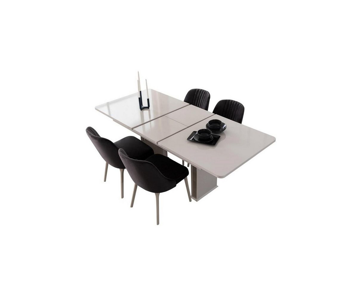 JVmoebel Essgruppe Weißes Esszimmer-Set: Designer Esstisch mit Stühlen 5-teilig, (5-tlg., 1x Tisch + 4x Stühle), Made in Europa von JVmoebel
