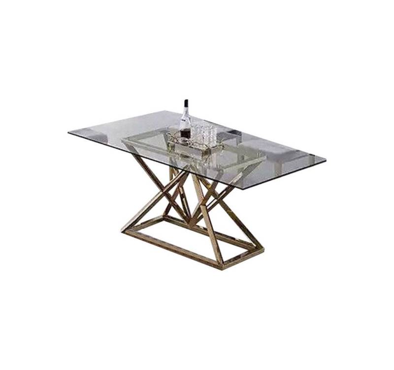 JVmoebel Esstisch Designer Esszimmer Moderner Glastisch Edelstahltische Edelstahlgestell (1-St., 1x nur Esstisch ohne Stühle), Made in Europa von JVmoebel