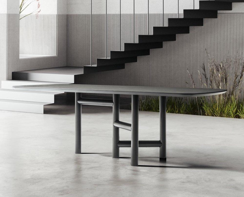 JVmoebel Esstisch Designer Esszimmertisch ausziehbar in Grau Holz Luxus Tabelle (1-St., Esstisch), Made in Europa von JVmoebel