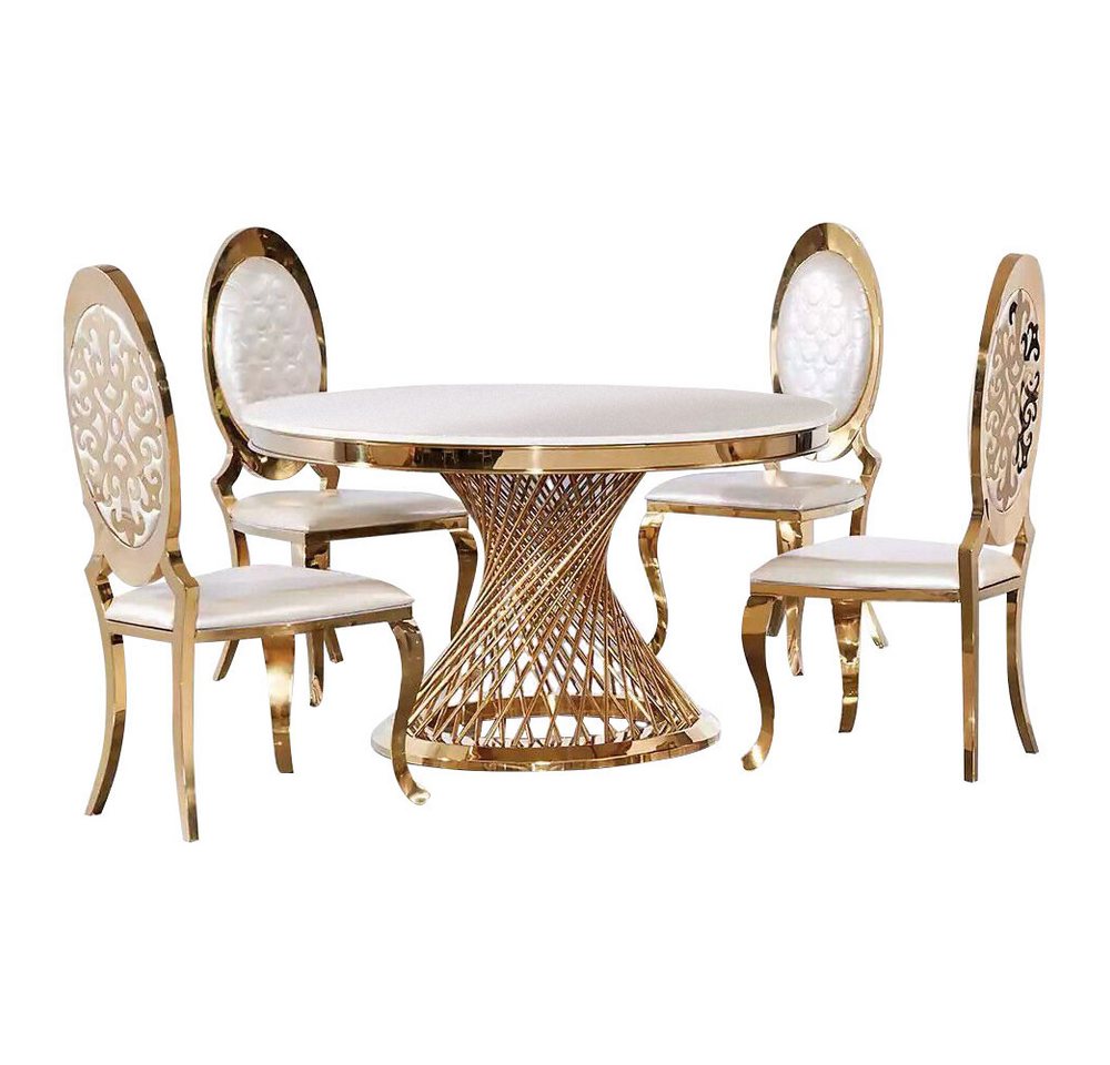 JVmoebel Esstisch Designer Goldener Rundtisch Edelstahl Tische Stilvolle Esszimmer Möbel (1-St., 1x nur Esstisch ohne Stühle), Made in Europa von JVmoebel